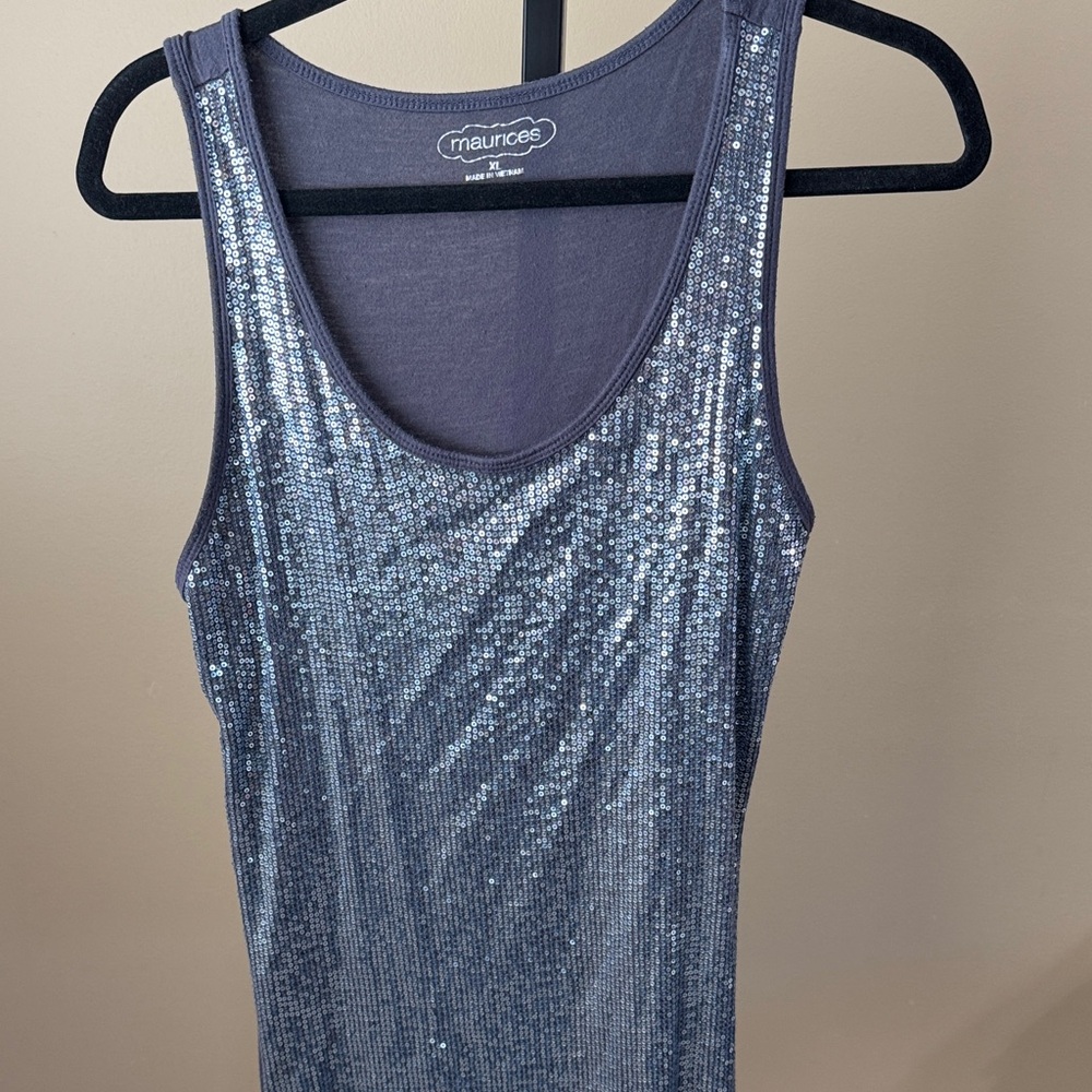 Maurices‎ Shiny Gray Sequin Tank Top